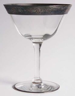 Unknown Crystal Unk7043 Champagne/Tall Sherbet   Sterling Encrusted Minton Rim