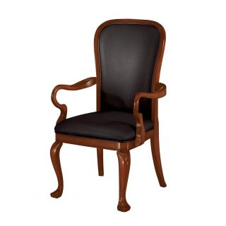 Gooseneck Black Leather Guest Chair (Cocoa cherry, black leatherDimensions 43.5 inches high x 24.5 inches wide x 24 inches deepSeat dimensions 18.5 inches wide x 18 inches deep )