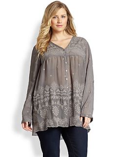 Johnny Was, Sizes 14 24 Baby Doll Top   Pebble