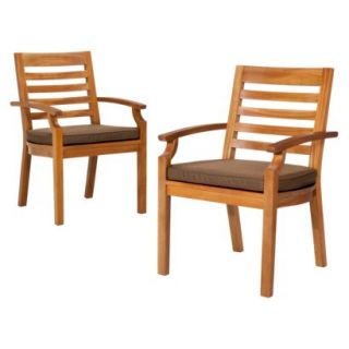 Smith & Hawken Brooks Island 2 Piece Wood Patio Arm Dining Chair Set   Espresso