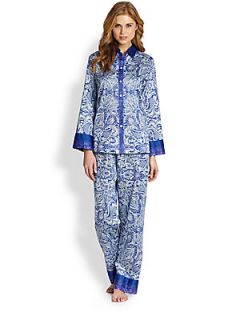 Oscar de la Renta Sleepwear Paisley Pajamas   Blue