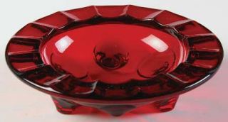 New Martinsville Moondrops Ruby Ashtray   Stem #37, Oval/Ring Design, Ruby