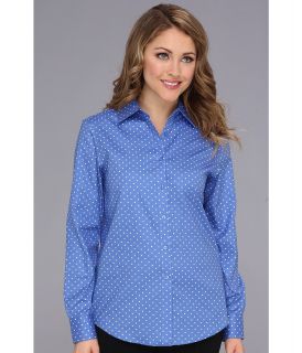 Jones New York No Iron Easy Care Boyfriend Shirt Womens Long Sleeve Button Up (Blue)