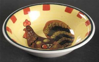 Baum Brothers Red Check Rooster Coupe Soup Bowl, Fine China Dinnerware   Abstrac