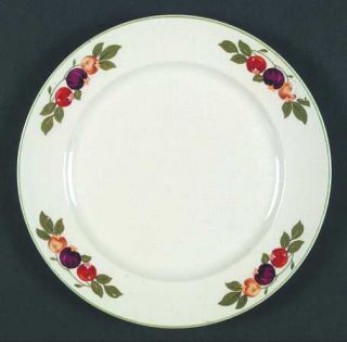Ostrow Ost21 Luncheon Plate, Fine China Dinnerware   Plum Color Fruit,Green Leav