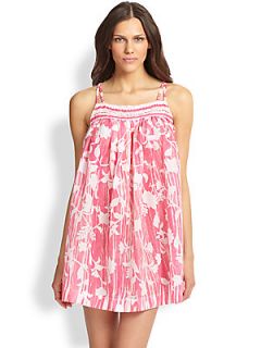 Oscar de la Renta Sleepwear Embroidered Floral Babydoll Nightgown