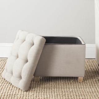 Safavieh Joanie True Taupe Linen Blend Ottoman (True TaupeMaterials Oak wood and linen blend fabricFinish Pickeled oakDimensions 18.1 inches high x 19.1 inches wide x 19.1 inches deepThis product will ship to you in 1 box.Furniture arrives fully assemb