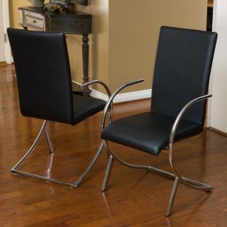 Best Selling Home Decor Furniture LLC Lydia Black Leather and Chrome Chairs  