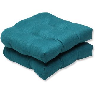 Pillow Perfect Outdoor Teal Wicker Seat Cushion (set Of 2) (TealEdging KnifeClosure Sewn Seam ClosureUV Protection Yes Weather Resistant Yes Care instructions Spot Clean or Hand Wash Fabric with Mild Detergent. Dimensions 19 inch Length x 19 inch Wi