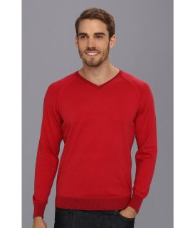 Scott James Sion V Neck Cotton Cashmere Sweater Mens Sweater (Red)