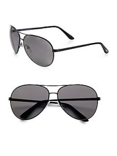 Tom Ford Eyewear Charles Plastic Aviator Sunglasses   Black Grey