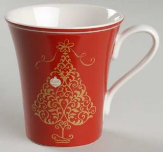 222 Fifth (PTS) Golden Tree Mug, Fine China Dinnerware   All Red Or White,Gold C