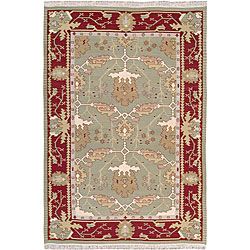 Nourison Samarkand Flatweave Reversible Olive Wool Rug (86 X 116)