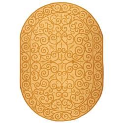 Hand hooked Chelsea Irongate Ivory/ Gold Wool Rug (46 X 66 Oval)