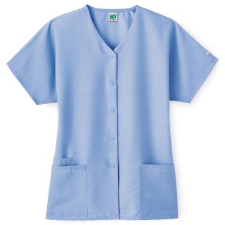 Fundamentals by White Swan Fundamentals Womens Snap Front Scrub Top, Blue