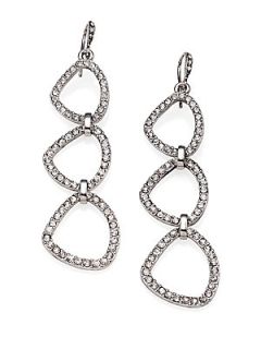 ABS by Allen Schwartz Jewelry Pave Triple Link Drop Earrings   Silver