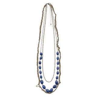 Womens Fashion Multi Strand Necklace   Silver/Blue(27)