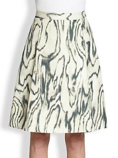3.1 Phillip Lim Cotton & Silk Woodgrain Print Skirt   Natural