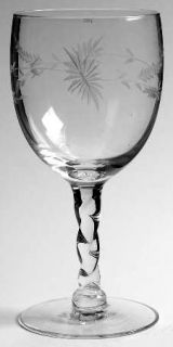 Unknown Crystal Unk6855 Wine Glass   Clear,Cut Floral,Twist Stem,No Trim