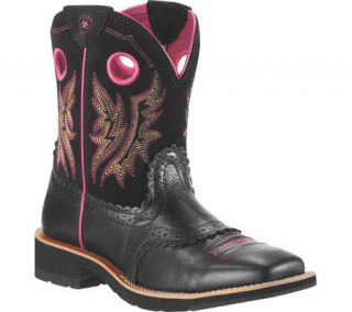 Womens Ariat Fatbaby Cowgirl   Mustang Black Full Grain Leather/Black Suede Boo
