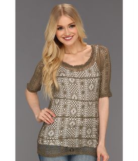 Free People Geolace Top Womens Blouse (Taupe)