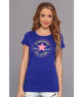 Converse Tricolor Chuck Patch Tee Womens Short Sleeve Pullover (Blue)