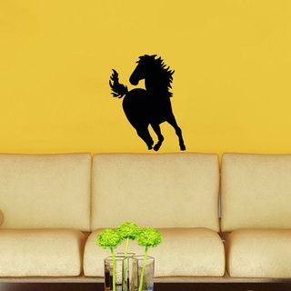 Beautiful Turning Horse Animal Black Vinyl Wall Decal (Glossy blackEasy to apply; instructions includedDimensions 25 inches wide x 35 inches long )