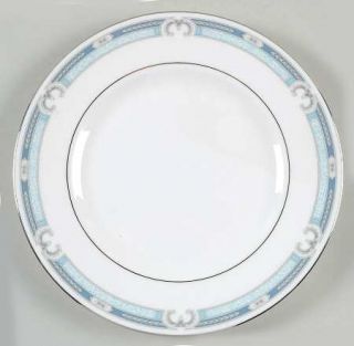 Wedgwood Masefield Dessert/Pie Plate, Fine China Dinnerware   Bone,Gray Scrolls,