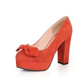 Suede Chunky Heel Pumps Heels with Bowknot Shoes(More Colors)
