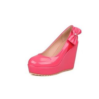 Patent Leather Wedge Heel Heels with Bowknot Shoes(More Colors)