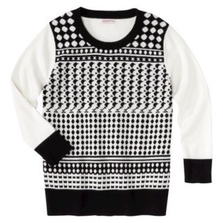Merona Womens Jacquard Pullover Sweater   Black/Cream   M