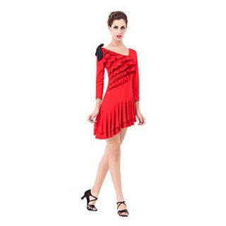 Performance Viscose Special Asymmetrical Ruffle Decor Latin Dancewear Outfits For Ladies