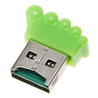 Mini USB Foot Shaped Memory Card Reader (Green)