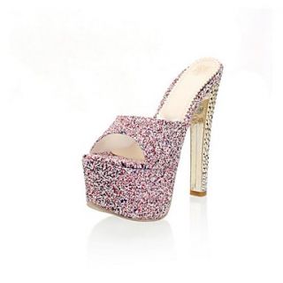 Sparkling Glitter Womens Chunky Heel Peep Toe Platform Heels Sandals Shoes(More Colors)