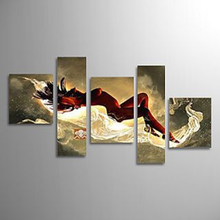 Hand Painted Oil Painting Figture Woman Nude Lying in Bed with Stretched Frame Set of 5