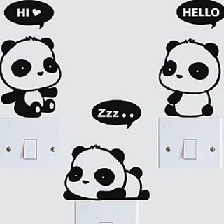 Cute Three Cartoon Pandas Window Stickers