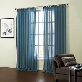 (One Pair)Neoclassical Blue Solid Sheer Curtain