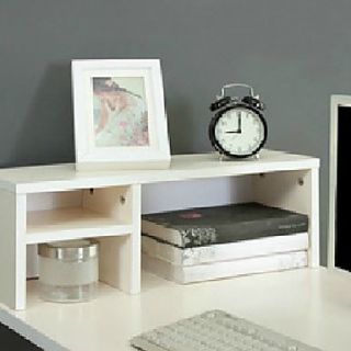 Modern White 2 Layers 3 Girds Wooden Desktop Shelf