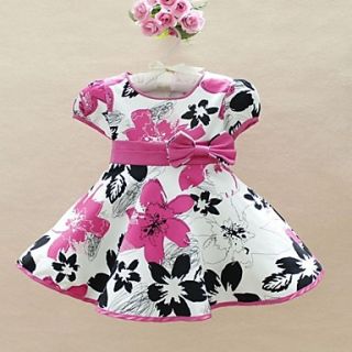 Girls Short Sleeve Flower Cotton Dress