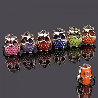 Metal Owl Rhinestones Keychain   Set of 12 (Random Color)