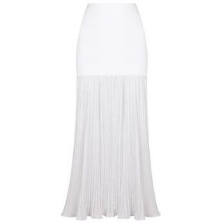 2014 New Design White Chiffon Zipper Stitching Bandage Long Skirt