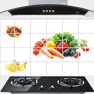 Fruit and Vegetable Pattern Oil Proof Sticker, Aluminium Foil 60cm x 90cm