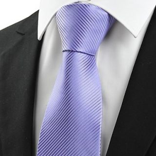 New Striped Lavender Purple Unique Mens Tie Necktie for Wedding Holiday Gift