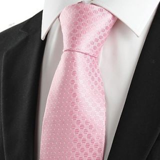 Classic Pink Dot Jacquard Mens Tie Necktie for Wedding Holiday Valentine Gift