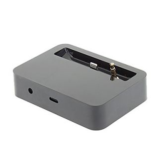 8 Pin Female to Male Data Sync Charging Dock Station with 3.5mm Jack for iPhone 5/5S