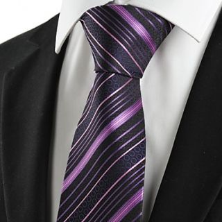New Purple Striped Formal Business Mens Tie Necktie for Wedding Gift