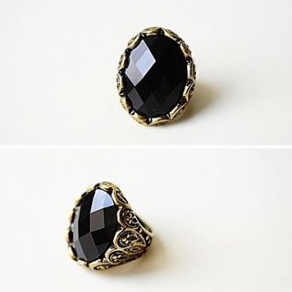 Womens Vintage Glitter Oval Bead Carving Ring