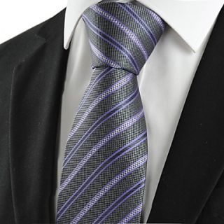 New Striped Lilac Black Formal Mens Tie Necktie for Wedding Party Holiday Gift
