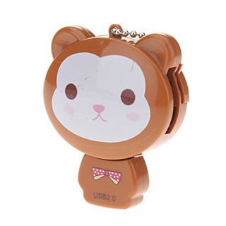 4 in one Cartoon Bear USB 2.0 Memory Card Reader(Brown)