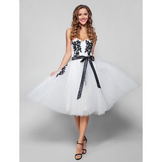 A line Sweetheart Knee length Tulle Cocktail/Prom Dress